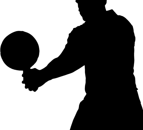 Transparent silhouette of man reacting in tennis scene with motion detail