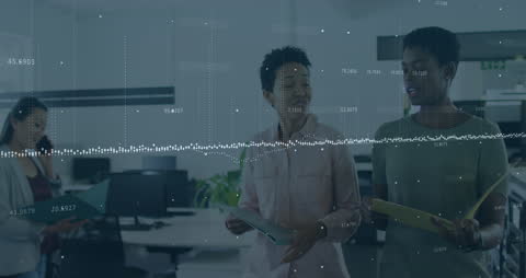 Collaboration in Modern Office with Digital Data Overlay