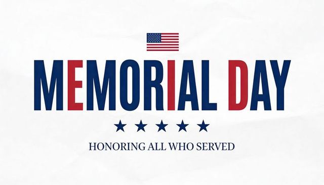 Memorial day patriotic banner honoring all who served with american flag and stars