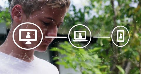 Teenager and Digital Connectivity Concept with Interface Icons