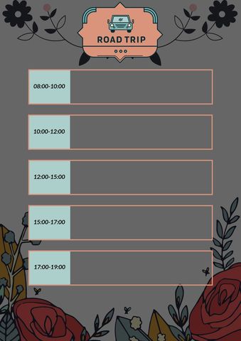 road trip-themed schedule with artistic floral design - Download Free Stock Templates Pikwizard.com