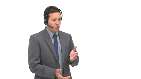 Professional Man Communicating with Headset
