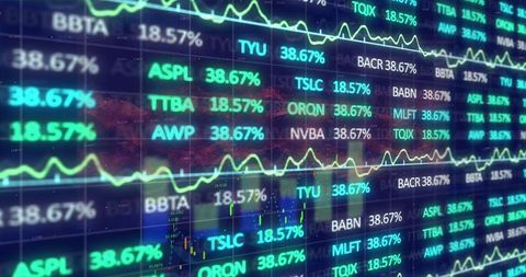 Dynamic digital stock market dashboard with financial data graphs