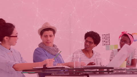 Creative Business Team Meeting with Digital Connectivity Concept