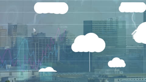 Digital Interface Animation with Modern Cityscape Overlay