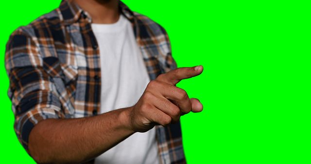 Man Gesturing Touch or Point on Green Screen - Download Free Stock Images Pikwizard.com