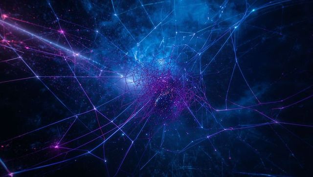 Glowing Network Nodes with Futuristic Digital Matrix