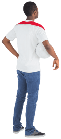 Football Fan in White Attire Holding Soccer Ball Transparent
