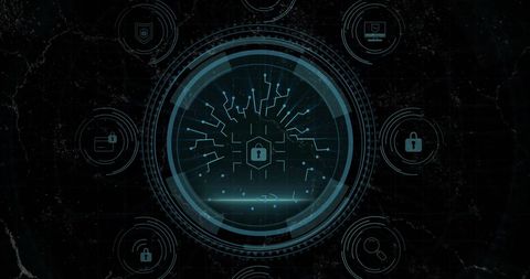 Futuristic Digital Security Interface with Circuit Board Elements - Download Free Stock Images Pikwizard.com