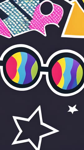 Sliding Patches Orbiting Round Glasses with Rainbow Lenses on Dark Purple Vertical Loop