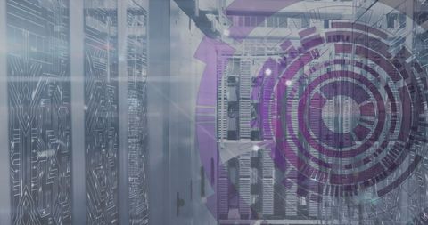 Futuristic Data Tunnel with Server Digital Interface Overlay - Download Free Stock Images Pikwizard.com