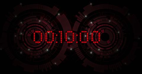 Red Digital Timer Countdown on Futuristic Black Interface - Download Free Stock Images Pikwizard.com