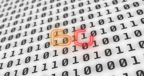 Glowing 6G Text Over Binary Code Symbolizing Future Network Technology - Download Free Stock Images Pikwizard.com