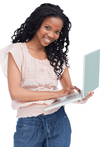 confident professional woman typing on transparent laptop - Download Free Stock Videos Pikwizard.com