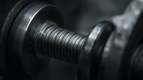 Inspecting threaded metal shaft and collar under magnified view in industrial workshop