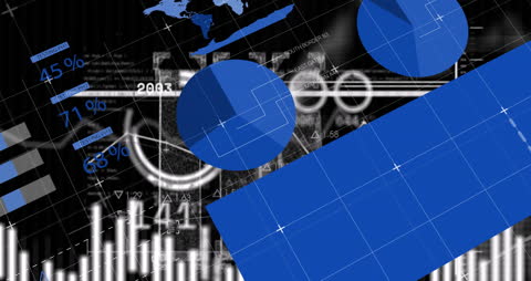 Digital Animation of Data Processing Over Grid Background