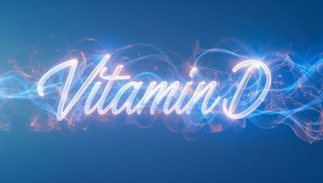 Glowing Neon Vitamin D Script with Electric Light Trails and Spark Effects