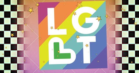 Colorful LGBT Pride Design with Rainbow and Stars