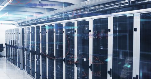 Futuristic Data Server Room with Floating Mathematical Equations - Download Free Stock Images Pikwizard.com