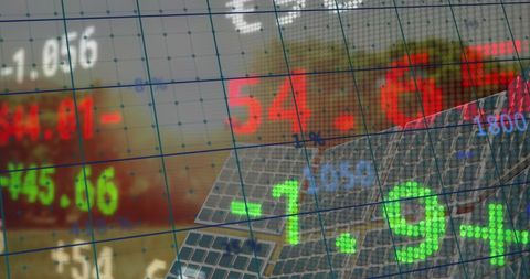Digital Data Overlay on Solar Panel for Global Business Concept - Download Free Stock Images Pikwizard.com