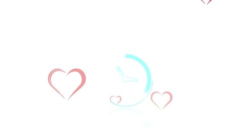 Colorful Animated Hearts and Clock Symbolizing Love and Time - Download Free Stock Images Pikwizard.com