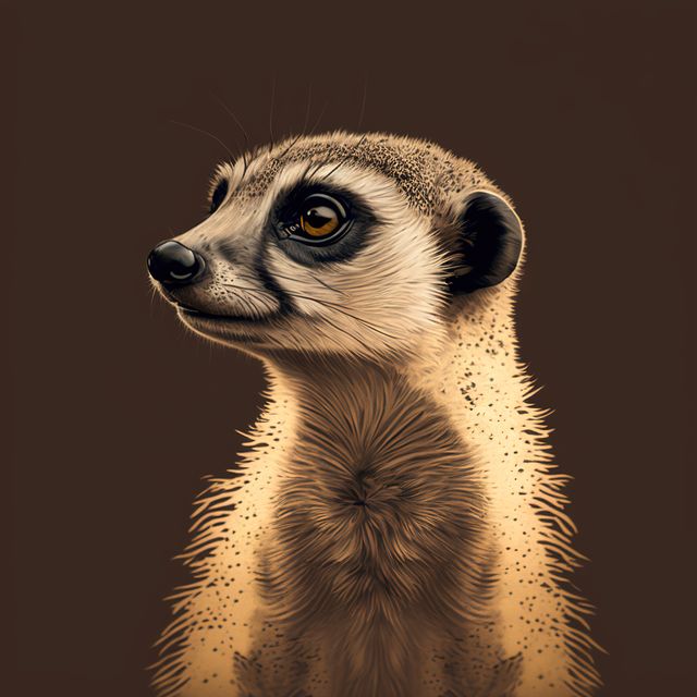 Portrait of cute meerkat on gray background, created using generative ai technology. Portrait and animals concept, digitally generated image.