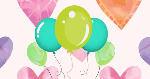 Bright Balloons and Colorful Hearts on Pink Background - Download Free Stock Images Pikwizard.com