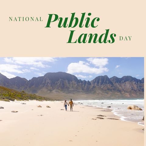Celebrating national public lands day with couple at scenic beach