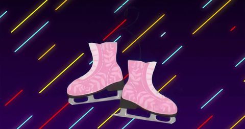 Futuristic Pink Ice Skates with Neon Streaks on Purple Backdrop