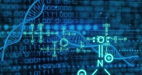 Futuristic DNA Strand with Binary Coding and Molecular Structures - Download Free Stock Images Pikwizard.com
