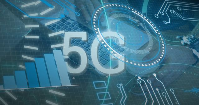 Futuristic 5G Technology Background with Digital Graph and Circuit Elements - Download Free Stock Images Pikwizard.com