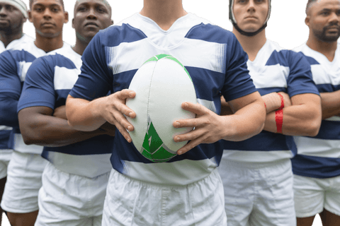 Team of Rugby Players Holding Rugby Ball on Transparent Background - Download Free Stock Videos Pikwizard.com