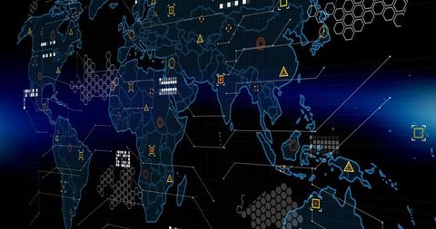 Digital Interface with Data Points on World Map - Download Free Stock Images Pikwizard.com