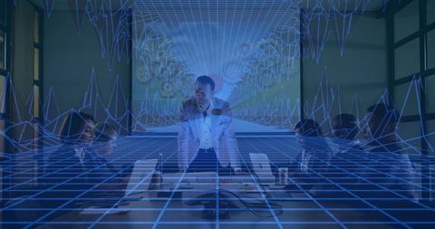 futuristic business meeting with virtual reality technology - Download Free Stock Images Pikwizard.com