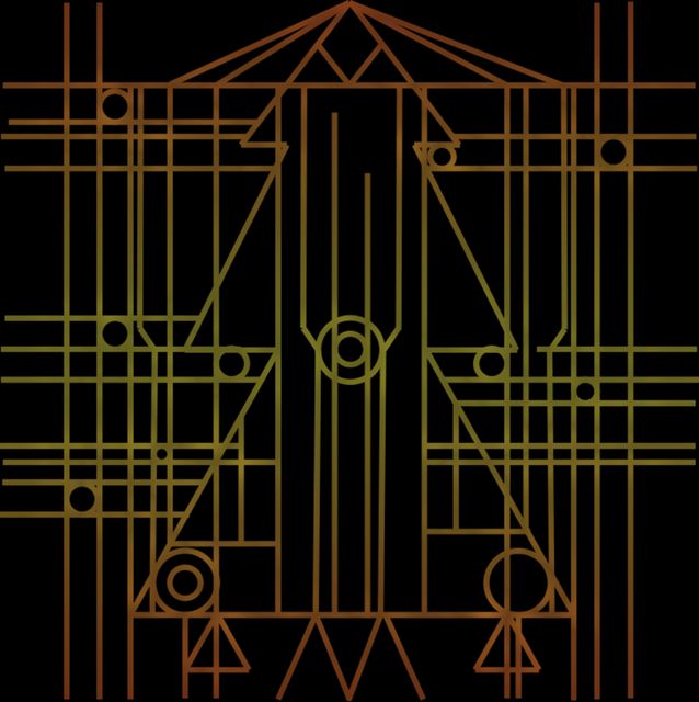 This image features a futuristic geometric line art design with symmetry and intricate patterns on a black background. Its golden lines create a visually appealing contrast, giving it a modern and digital feel. Ideal for use in graphic design projects, website backgrounds, futuristic-themed decorations, or as part of branding material that requires a high-tech, sophisticated look.