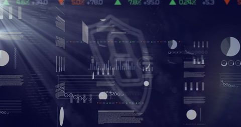 Cybersecurity Shield and Lock over Data Charts - Download Free Stock Images Pikwizard.com