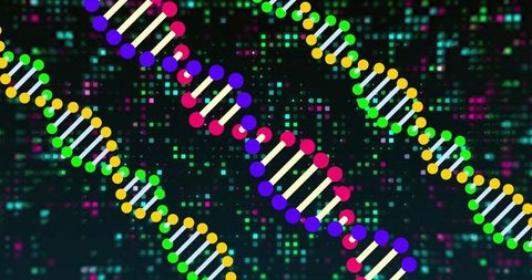 Colorful DNA Strands on Digital Interface Background - Download Free Stock Images Pikwizard.com