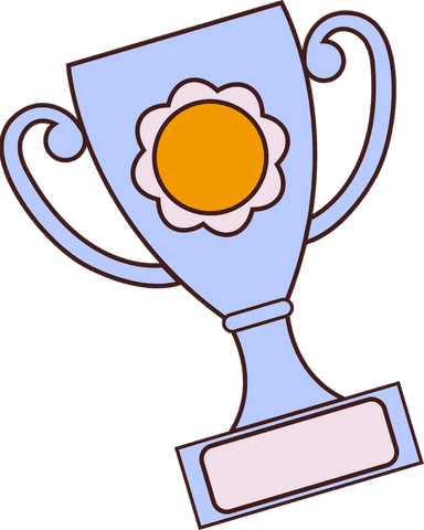 Minimalist trophy cup on transparent background with blank plaque