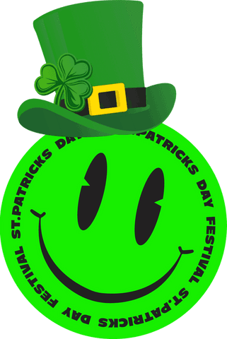 Transparent st. Patrick's day smiley face with leprechaun hat