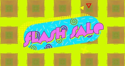 Retro flash sale banner with vibrant artsy background