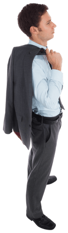 Confident Businessman Holding Jacket on Shoulder Transparent