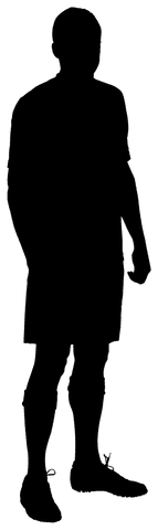 Transparent silhouette of standing sportsman in action