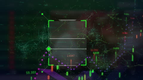 Futuristic Digital Data Processing Interface with Network Connections