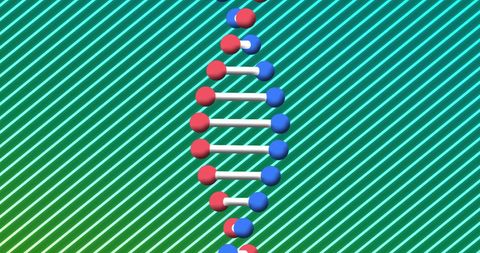 abstract illustration of a dna strand displaying vibrant colors, with a striped pattern in the background. this striking visual is suitable for educational materials, scientific presentations, and content related to genetics and biotechnology research. useful for portraying complex genetic and molecular concepts in a visually engaging way.