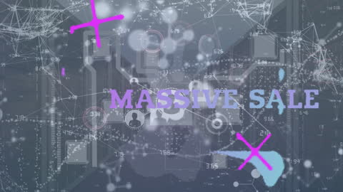 Digital Marketing Concept with Massive Sale Overlay and Network Graphics