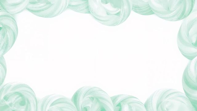 Mint watercolor rosette frame with white center for invitation card minimalist layout