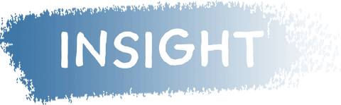 Insight text on blue brush stroke with transparent background