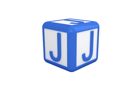 Blue letter j brick isolated on transparent background