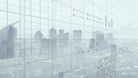 Cityscape Merging with Modern Finance Digital Interface Concept