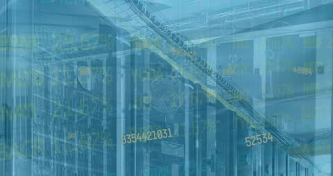 Digital Interface Overlays on Modern Data Center Server Room